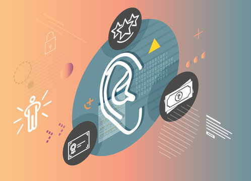 Art of Listening Employees Problems - HR Management Abstract Illustration