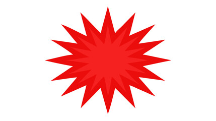 Illustration of a red spiky starburst shape with sharp points against a white background image view