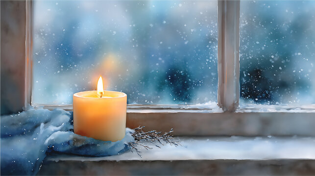 christmas candle on a wooden background
