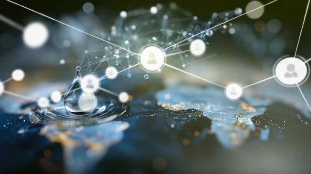 96Artistic macro visualization of a droplet resting on a reactive surface, molecular structures floating above it, symbolizing surface interaction analytics