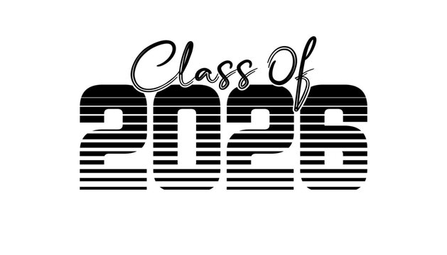 Hand drawn text illustration for class of 2026 graduation, class of 2026 badge.