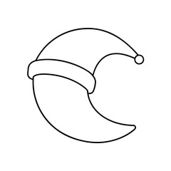 Outlined drawing of a christmas santa hat shape on transparent background silhouette