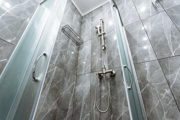 contemporary bathroom elements, chic glass shower enclosure design, elegant bathroom partition with...