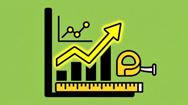 Measuring business growth with a bar chart and tape measure illustration