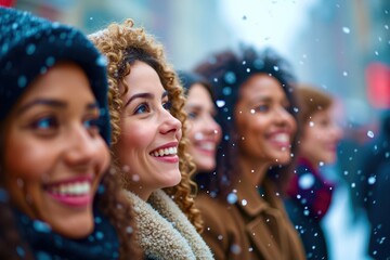 Two women wearing hats and smiling in the snow