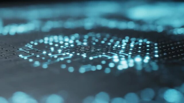 IoT sensor network activity glows with soft dots, a smooth surface displaying macro activity. Activating IoT sensor network activity spreads across surface with interconnected pattern,