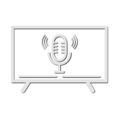 Minimalist Black and White Microphone Icon – Flat Voice Command Button with Sound Wave