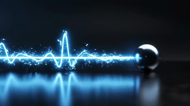 Symbolic communication link depicted by glowing line connecting two points in a studio shot. Communication link represents directness and clarity.