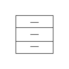 Illustration of a simple dresser with three drawers stacked on top of each other in a minimal design style