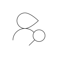 Illustration of a person with a teardrop shape above their head and a circle to their right side