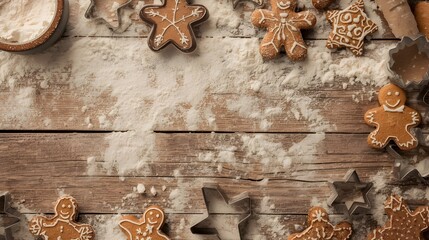Rustic Winter Gingerbread Baking Scene