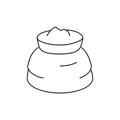 Illustration of a cream puff pastry with a filling on top, outlined in black and white design style.