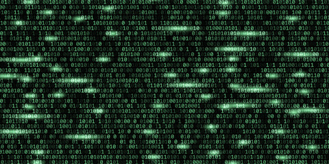 Matrix style binary code digital background with falling numbers, Digital binary code background green color. Matrix style program, Random falling numbers