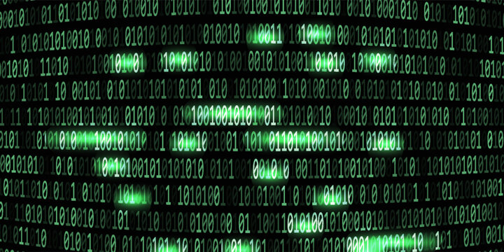 Matrix style binary code digital background with falling numbers, Digital binary code background green color. Matrix style program, Random falling numbers