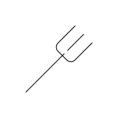 Illustration of a simple black outline drawing of a fork with three tines on a white background