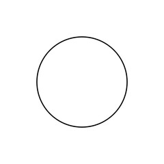 A simple black outline of a perfect circle centered on a white background in a minimalist style design