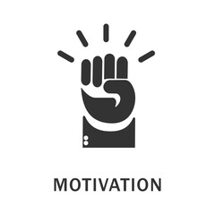 Fototapeta premium Motivation icon. Hands holding hands. Motivational fist symbol representing strength and empowerment in a simple design