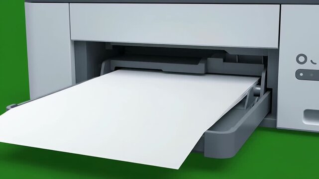 Compact Office Printer Loading Paper Into Tray Sequence.