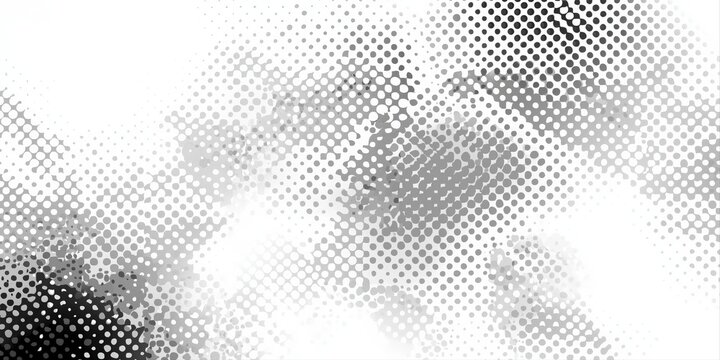 Abstract halftone pattern with circular dots in grayscale design