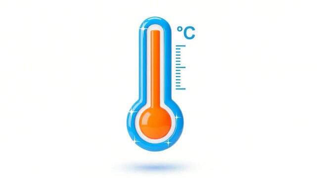 Thermometer showing celsius temperature measurement concept icon video