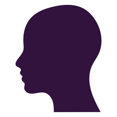 Face left facing lady bald silhouette