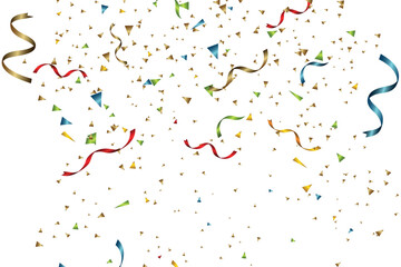 Colorful celebration confetti frame background, Glitter confetti frame background. Anniversary celebration banner. Bright festive tinsel. Birthday party backdrop. Holiday design.