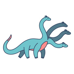 Monster four headed dinosaur flat