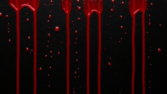 Vibrant red liquid drips creating an abstract texture on a dark background. - Powered by Adobe