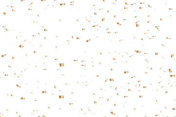 Gold confetti celebration background with festive glitter ribbons, Glitter confetti frame background. Anniversary celebration banner. Bright festive tinsel. Birthday party backdrop. Holiday design.