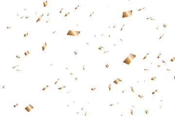 Gold confetti celebration background with festive glitter ribbons, Glitter confetti frame background. Anniversary celebration banner. Bright festive tinsel. Birthday party backdrop. Holiday design.