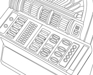 Jukebox keypad selection panel drawing mechanical device used for playing records automatically