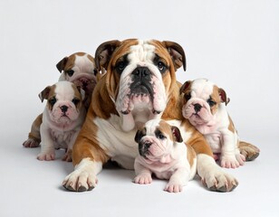 Obraz premium Dog with some babies on white background