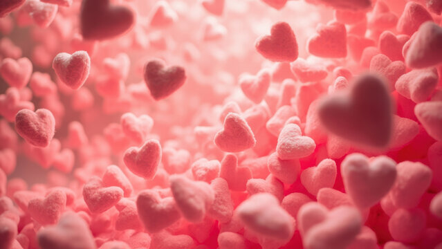 Floating pink hearts background for Valentine's Day or romantic concepts