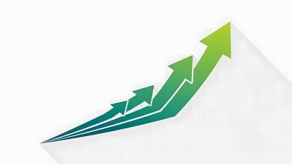 Green arrows pointing upward showing growth and success in business