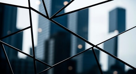 Abstract geometric lines with blurred building background