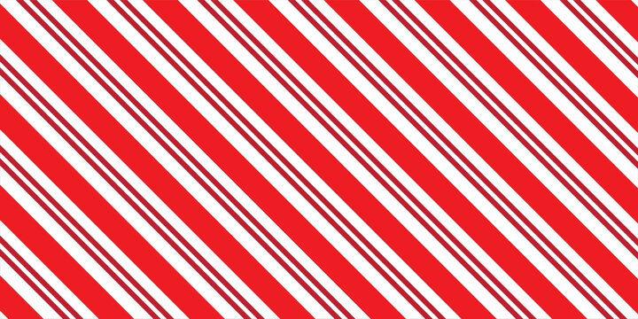Candy cane Christmas background, peppermint diagonal stripes print seamless pattern