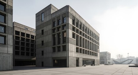 Exterior view of concrete buildings on a sunny day time