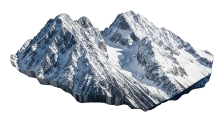 Majestic mountain range snowy environment landscape isolated on transparent background