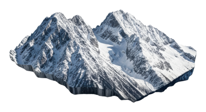 Majestic mountain range snowy environment landscape isolated on transparent background - Powered by Adobe