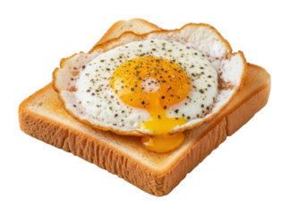 Fried egg on toast kitchen food cozy atmosphere isolated on transparent background