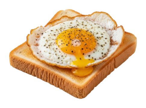 Fried egg on toast kitchen food cozy atmosphere isolated on transparent background