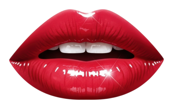 Stylish red lips beauty graphic design elegant isolated on transparent background