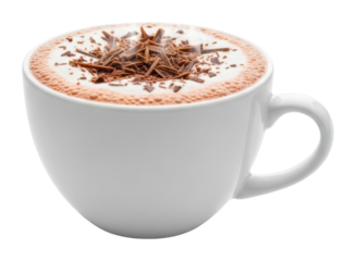 Delicious hot chocolate drink coffee shop food isolated on transparent background