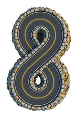 Obraz premium Winding road design mountain landscape digital aerial view infinity isolated on transparent background