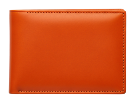 Showcasing a stylish orange wallet product isolated on transparent background