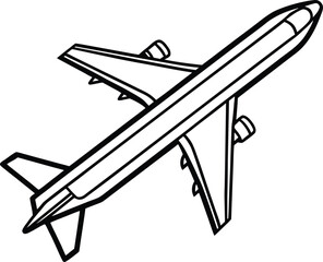 Air plane passenger jet line art illustration for travel and aviation Vector