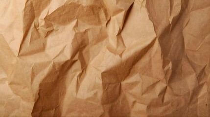 Fototapeta premium Macro Close-Up of Crumpled Brown Kraft Paper with Natural Texture and Warm Lighting