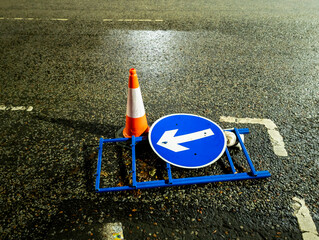Roadwork equipment used to manage traffic, Edinburgh, Scotland, United Kingdom