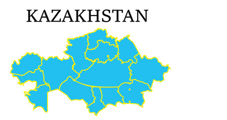 Kazakhstan Vector Map with Regions: Editable Provinces and Boundaries