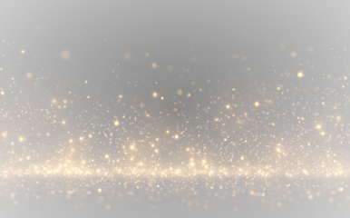Yellow sparkles png float above golden Christmas dust with shimmering light particles. Tiny sparks create magical highlights and soft bokeh. Perfect for festive holiday overlays and cards.